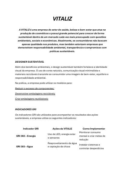 Capa do projeto Vitaliz — Empresa Sustentável
