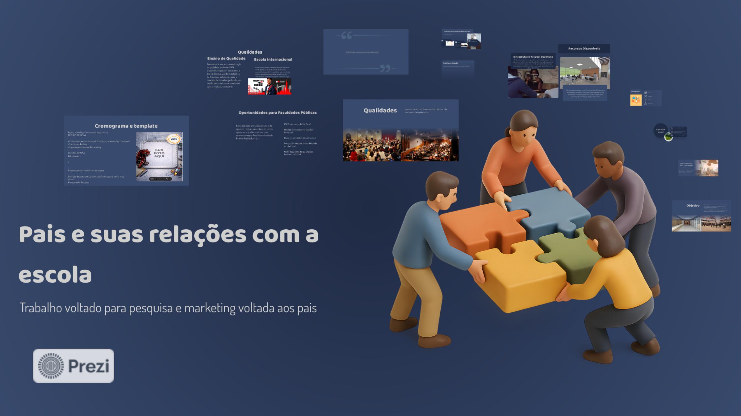 Capa do projeto Pais e suas Relações com a Escola