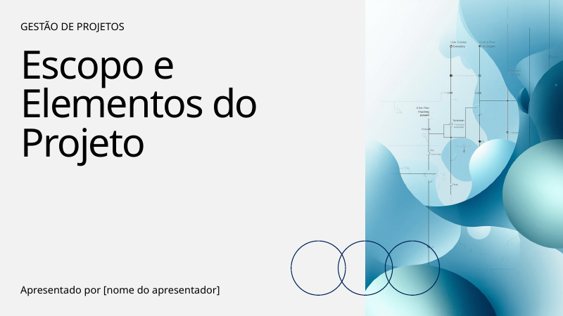 Capa do projeto Escopo e Elementos do Projeto